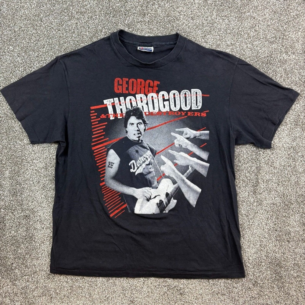 Vintage 1988 George Thorogood & The Destroyers Shirt Mens Large Black Bad